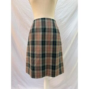 JG Hook Wool Blend Plaid Skirt A-Line Career Work Knee Length Sz 14